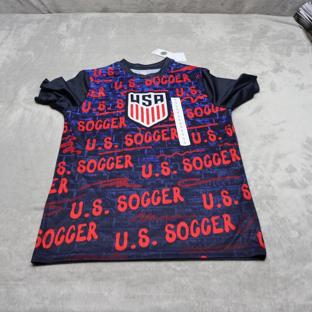 US Soccer Shirt Men Small Blue Team USA Football Fan Gear Graphic Jersey $25 NEW